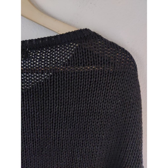 3/$20 Zara Black Sweater Crochet Fringe Top Sweatshirt Chunky Knit Top Size M - Picture 5 of 7